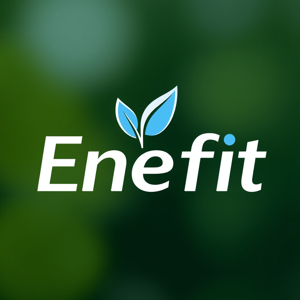 Enefit uzņēmuma logotips ar mūsdienīgu dizainu un zilā krāsā